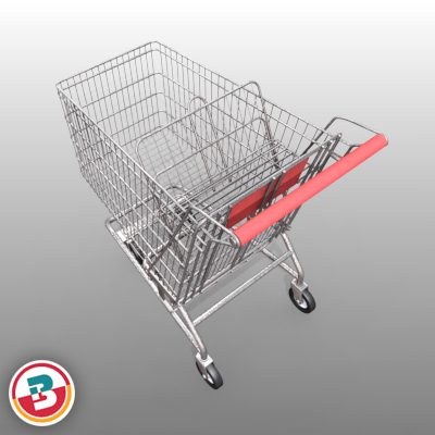 3D Model of Grocery Store Shopping Cart - 3D Render 6